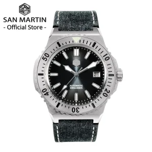 San Martin 42mm Luxury Men Diver Watch High Quality Vintage Automatic Mechanical Business Watches Sapphire Leather 20 Bar SN0055