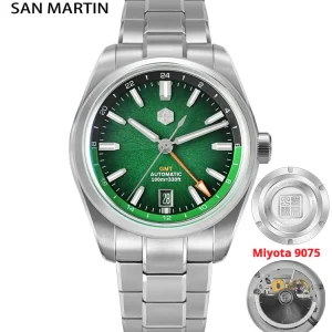 San Martin New 39mm Enamel JianZhan GMT Miyota 9075 Watch Luxury Gada Men Automatic Mechanical Dress Watch Chinese Style SN0144