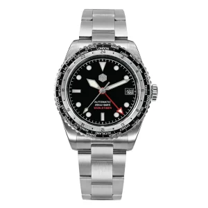 San Martin Men GMT Watch 38MM Luxury Automatic Mechanical Wristwatch Pilot Diving 200M Waterproof BGW-9 Luminous Sapphire NH34