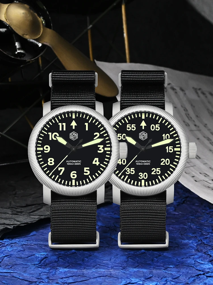 San Martin 40mm YN55 Retro Coin Bezel Pilot Watch Self Winding Wristwatch C3 Luminous 10Bar Waterproof Reloj Automático SN0143