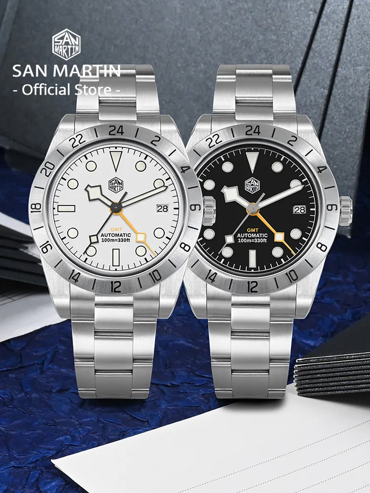 San Martin New 39mm NH34 BB GMT Automatic Mechanical Watch Sport Watch Sapphire Luminous Waterproof 100m for Men Relogio SN0054